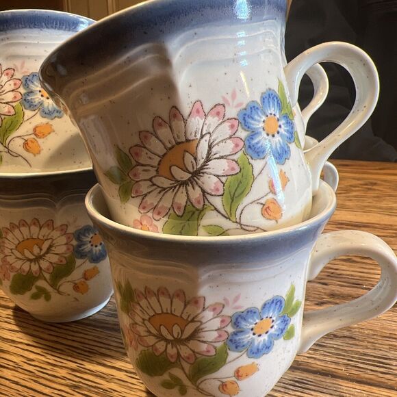 Set of 8 Vintage MIKASA CA 506 PRIMROSE Country Club Mugs Cups Japan EXCELLENT - Picture 3 of 5